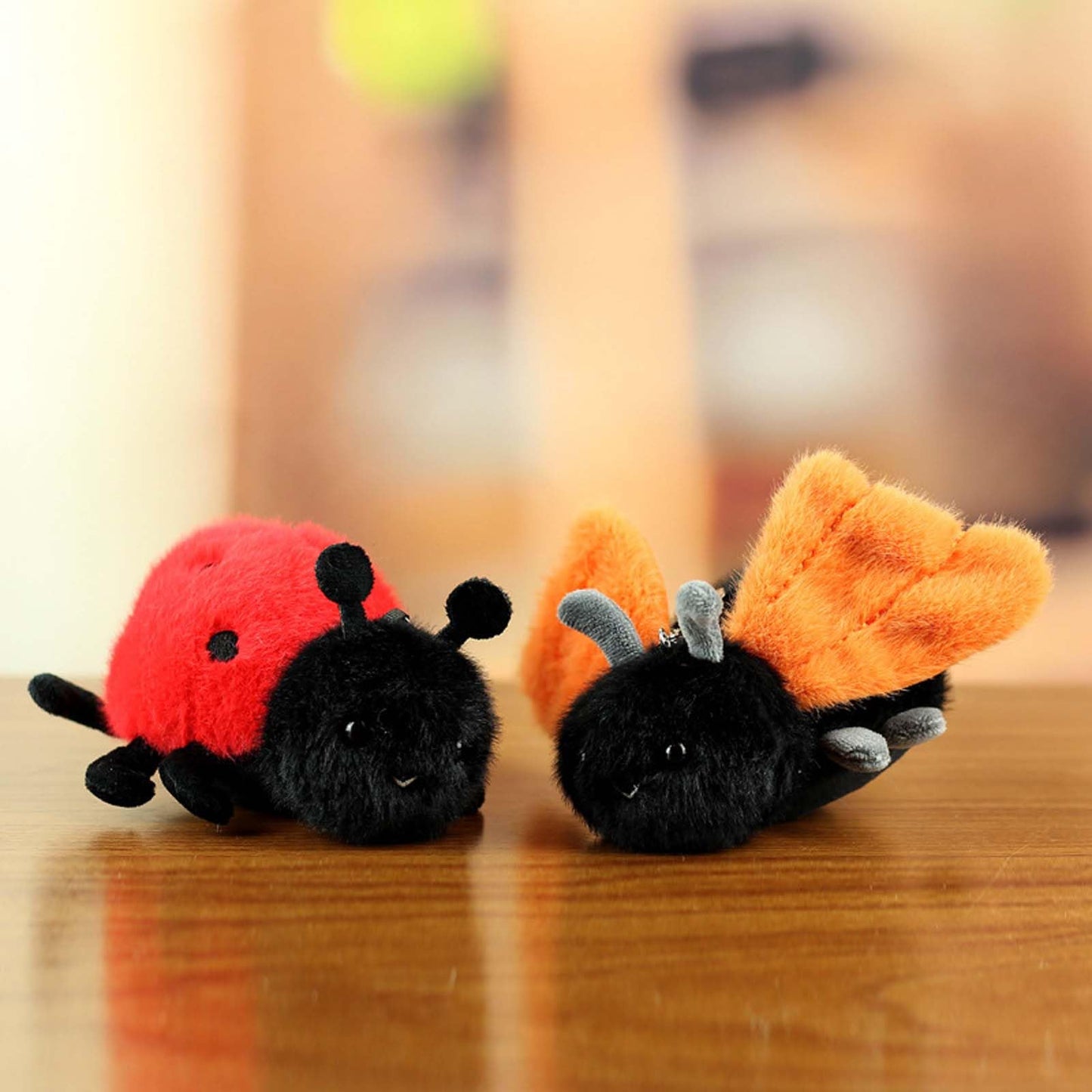 Cute Ladybug Insect Stuffed Animal Plush Keychain, Kawaii Bee Snail Moth Spider Keyring Bag Charms for Handbags