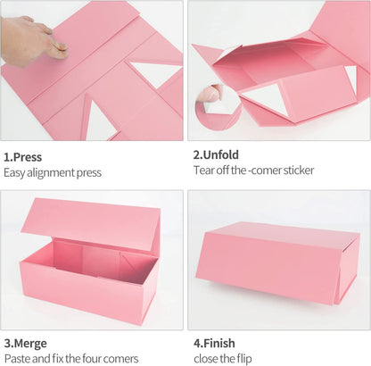 Gift Boxe 10" x 6" x 3" with Magnetic Closure Lid Gift Boxes for Presents,Bridesmaid Gifts Box,Cute Box,Birthday Gift box,Luxury for Gift Packaging, Magnetic Gift Box for Wrapping Gifts (Pink/5PCS)