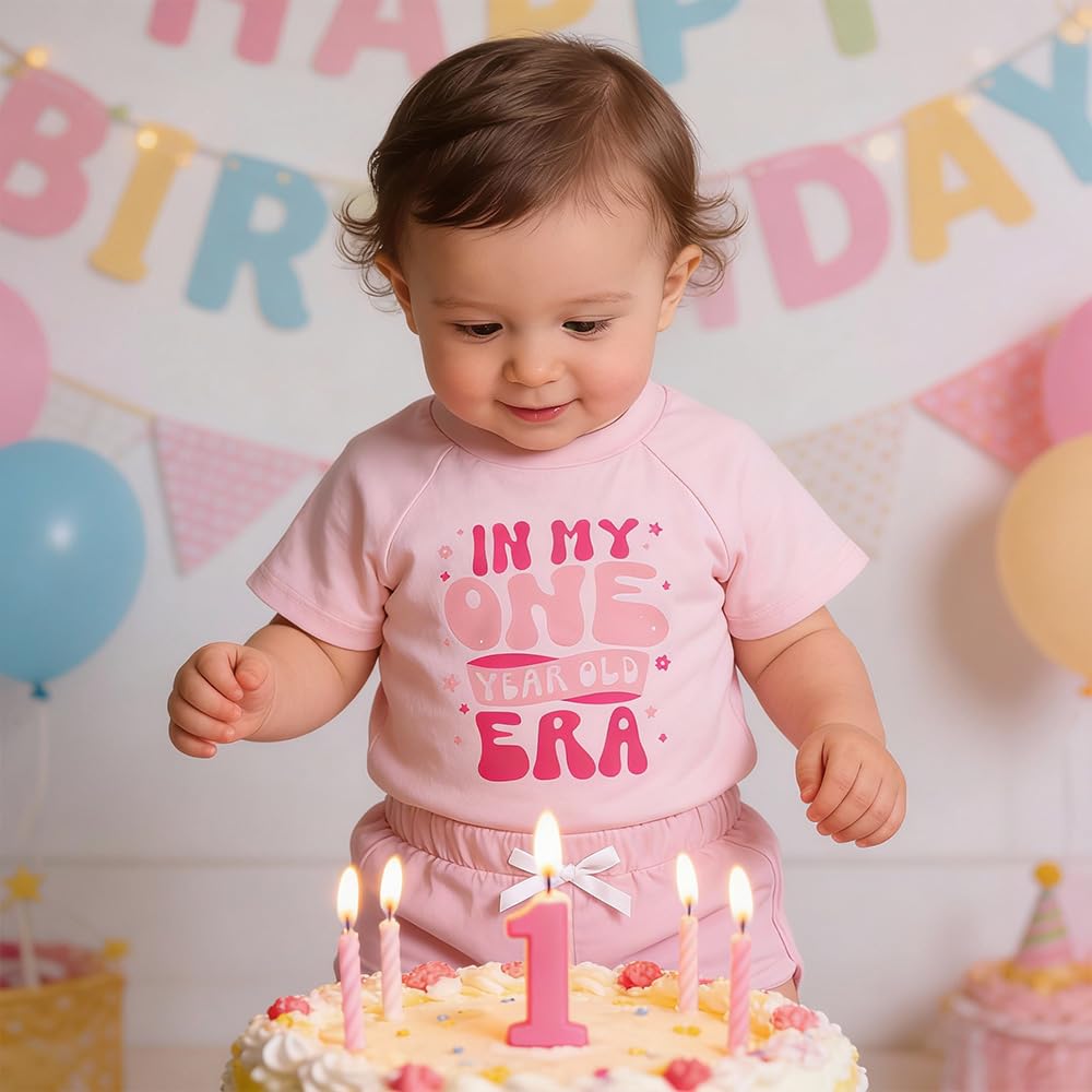 First Birthday Baby Girl outfit Gifts In My One Year Old Era 1st Birthday Infant Short Clothes + Shorts Set
