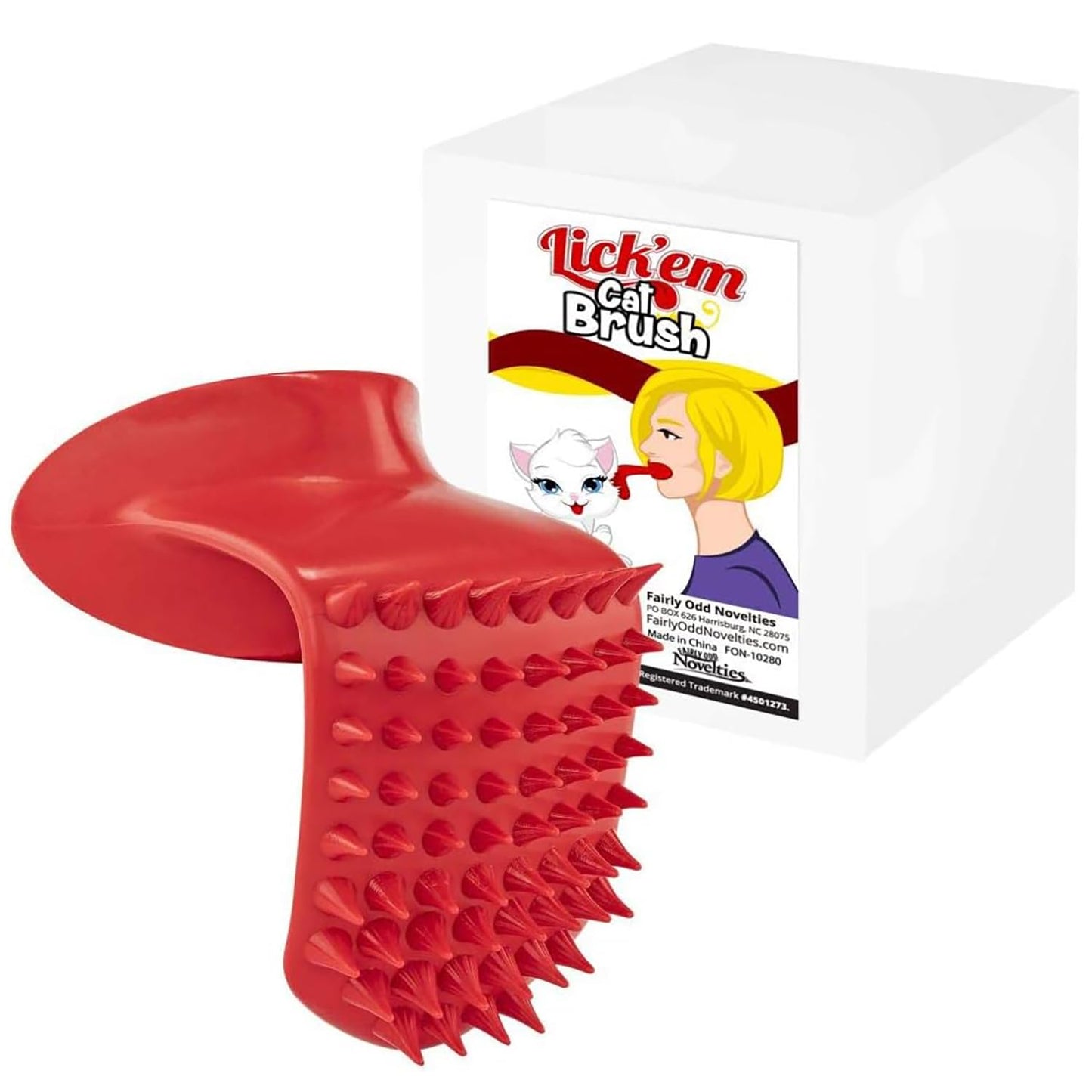 Lick'em Tongue Cat Brush – Funny Novelty White Elephant Gag Gift for Cat Lovers