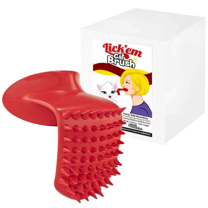 Lick'em Tongue Cat Brush – Funny Novelty White Elephant Gag Gift for Cat Lovers
