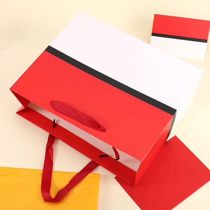 SAVITA Cartoon Gift Bag Set, Red White Cartoon Themed Favor Goodie Bag with Envelope Tracing Papers Greeting Card for Birthday Party Decor Supplies
