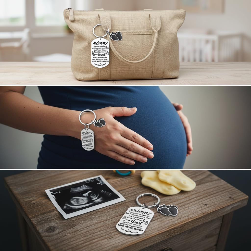 Mom to Be Gift, Pregnant Mommy Keychain for Women, First Time Moms Pregnancy Gift for Mothers Day Birthday Wedding Anniversary Christmas, Expecting Mom First Mothers Day Present