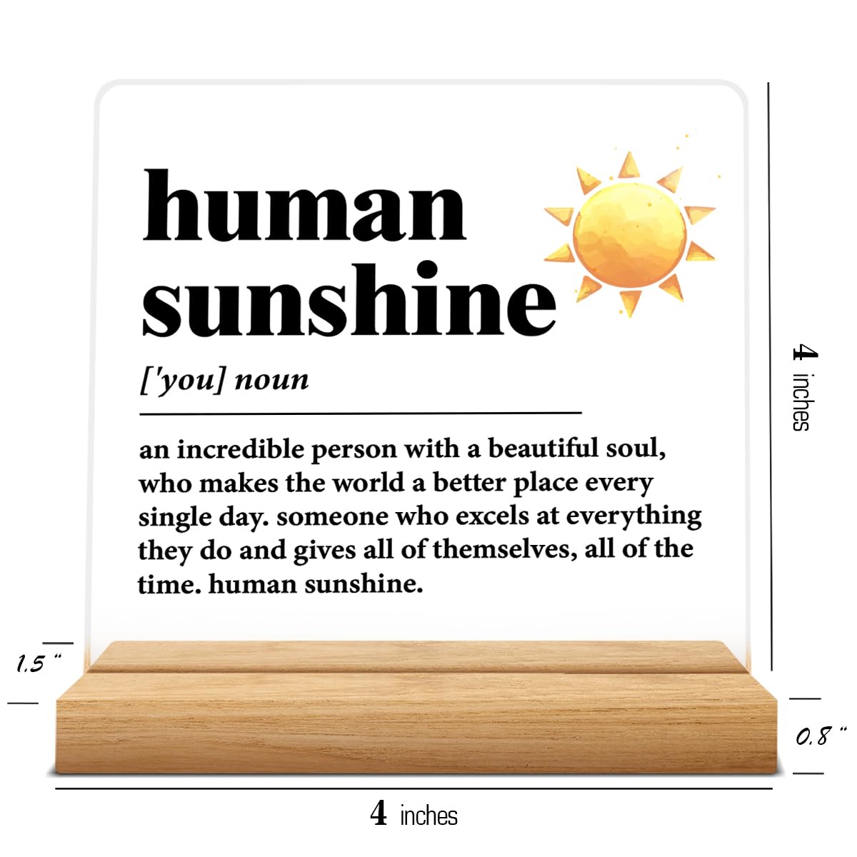 Human Sunshine Motivational Gift for Women Men, Employee Appreciation, Coworker Leader Teacher Coach Mentor, Definition Acrylic Desk Sign Decor