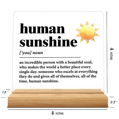 Human Sunshine Motivational Gift for Women Men, Employee Appreciation, Coworker Leader Teacher Coach Mentor, Definition Acrylic Desk Sign Decor