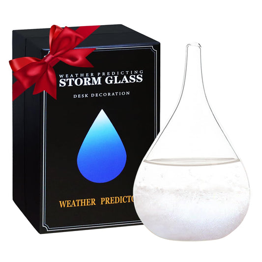 Unique Christmas Gifts, Storm Glass Weather Predictor，Mini Transparent Drop-Shaped Glass Snow Globe,Cool GIFS and Home/Office Desk Decorations
