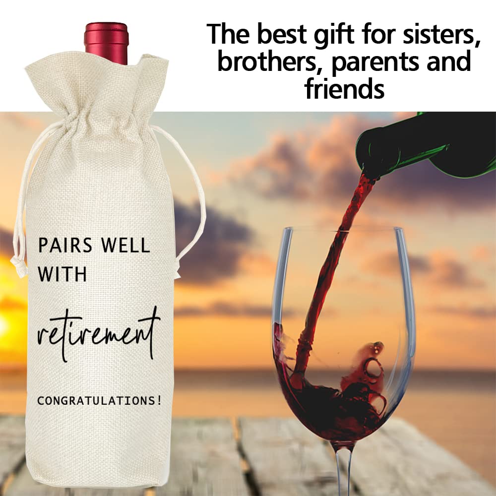 Socive Retirement Wine Bag, Retired Gifts Wine Bags, Pairs Well With Retirement, Gift for Him or Her, Leaving Gift for Colleagues Best Friends Coworkers Boss Nurse Teachers