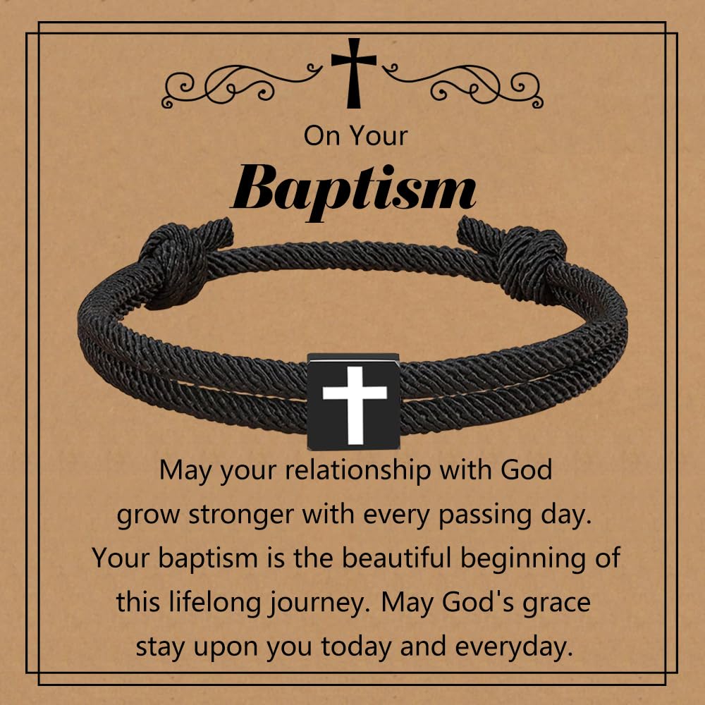 Baptism Gifts for Boys,Braided Rope Cross Christian Bracelet Christmas Gift for Baby Boy,Christening First Holy Communion Gifts for Kids Teen Boy Baptism gifts