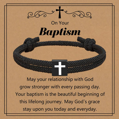 Baptism Gifts for Boys,Braided Rope Cross Christian Bracelet Christmas Gift for Baby Boy,Christening First Holy Communion Gifts for Kids Teen Boy Baptism gifts