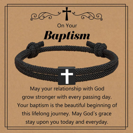 Baptism Gifts for Boys,Braided Rope Cross Christian Bracelet Christmas Gift for Baby Boy,Christening First Holy Communion Gifts for Kids Teen Boy Baptism gifts