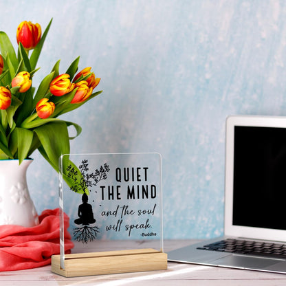 Meditation Room Decor,Zen Decor,Spiritual Decorations Quiet The Mind And The Soul Will Speak Acrylic Sign for Home Office Prayer Room Tabletop Shelf