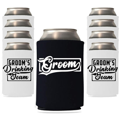 Groom and Groomsmen Can Coolers – Groom’s Drinking Team Beer Can Coolers for Bachelor Party and Wedding Gifts