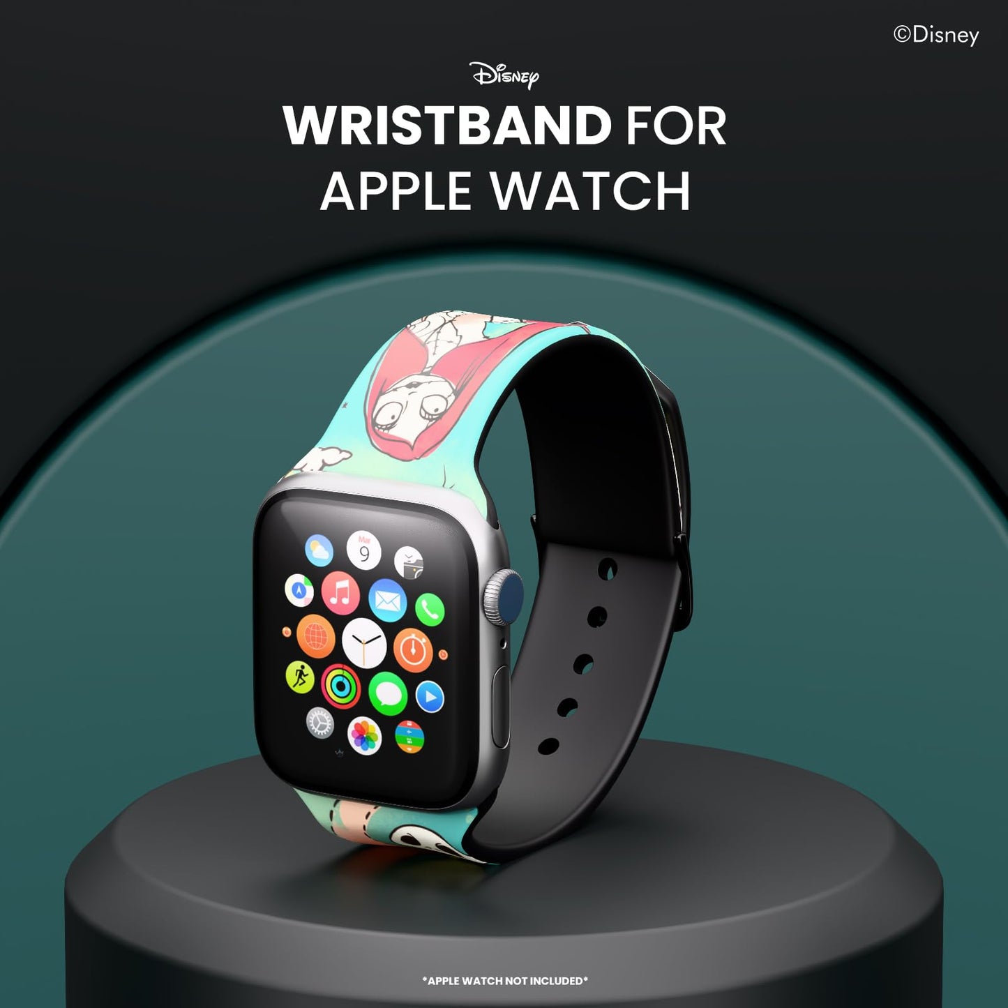 Disney Tim Burton’s The Nightmare Before Christmas Wristband For Apple Watch Band Series 9/8/7/6/5/4/3/2/1/SE 38MM, 40MM, 41MM | Jack Skellington Gifts for Women and Men