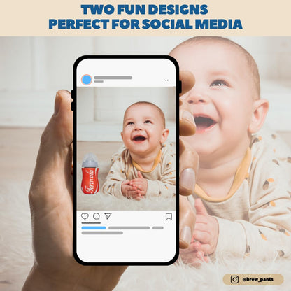 Soft Drink Themed Coozies for Baby Bottles - Funny Gift for New Parents & Baby Showers - (2 Premium Designed Neoprene Coozies + BPA/Lead/Phthalate Free Bottle Included)