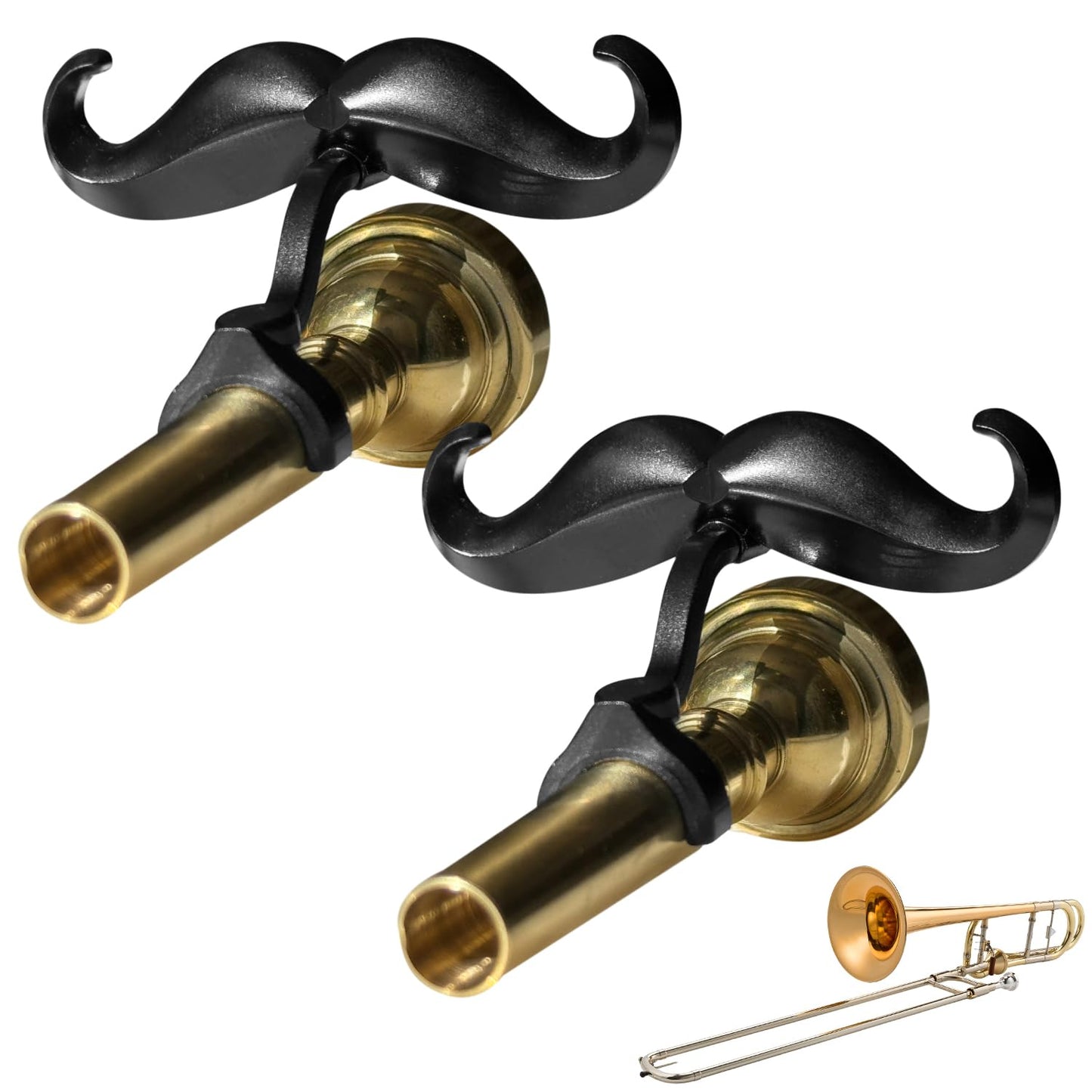 Clip-On Mustache For Trombones & Euphoniums - Includes Protective Case - Fits All Large Shank Mouthpieces - Perfect Accessory For Young Musicians - Mouthpiece Not Included
