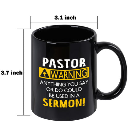 YHRJWN - Pastor Appreciation Mug, Religious Gifts for Men, Unique Christian Gifts for Birthday, Christmas - 11 Oz Black