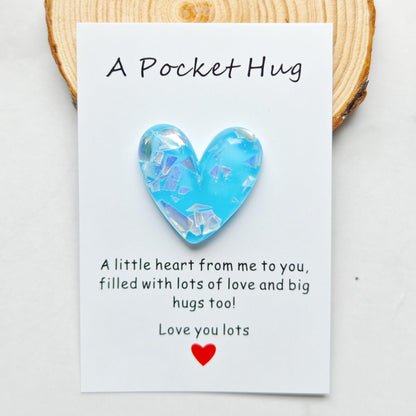 YOJO Pocket Hug Heart with Greeting Cards, Long Distance Relationship Gifts, Gifts for Boyfriend Girlfriend, I Love You Gift for Him Her (Blue)
