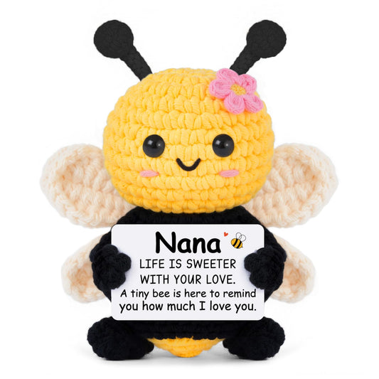 Nana Gifts from Granddaughter, Birthday Gifts for Nana - Cute Handmade Crochet Bee - Valentines Mothers Day for Grandma, Emotional Support Animal Gift