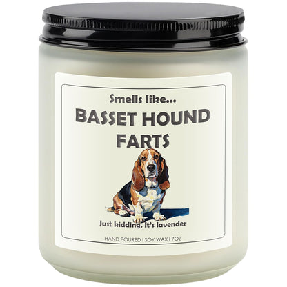 Basset Hound Gifts & Decor, Bassett Hound Gifts for Women, Dog Farts Candle | Lavender Scent, Handcrafted with Natural Soy Wax