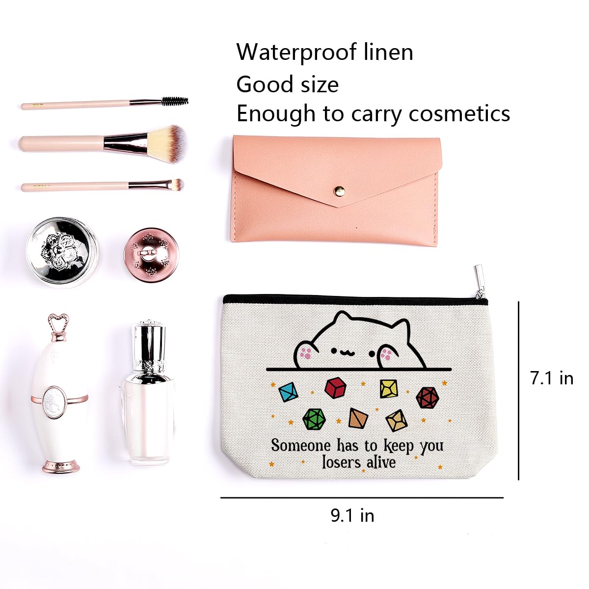 DnD Collection Class Character Makeup Bag Cat Throwing Dice DnD Dungeon Master Cosmetic Bag Dungeon Master Gifts Gamer Dice Bag Dragons Gamer Gift Dungeons And Dragons Gifts for Women