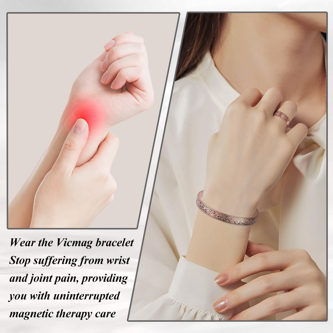 Vicmag Copper Magnetic Bracelet for Women Ultra Strength Magnetic Bracelets 99.9% Pure Copper Strong Magnets Gift Adjustable