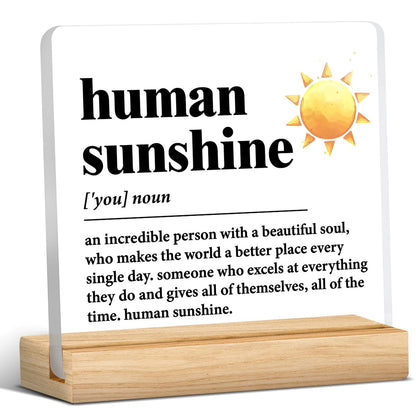 Human Sunshine Motivational Gift for Women Men, Employee Appreciation, Coworker Leader Teacher Coach Mentor, Definition Acrylic Desk Sign Decor