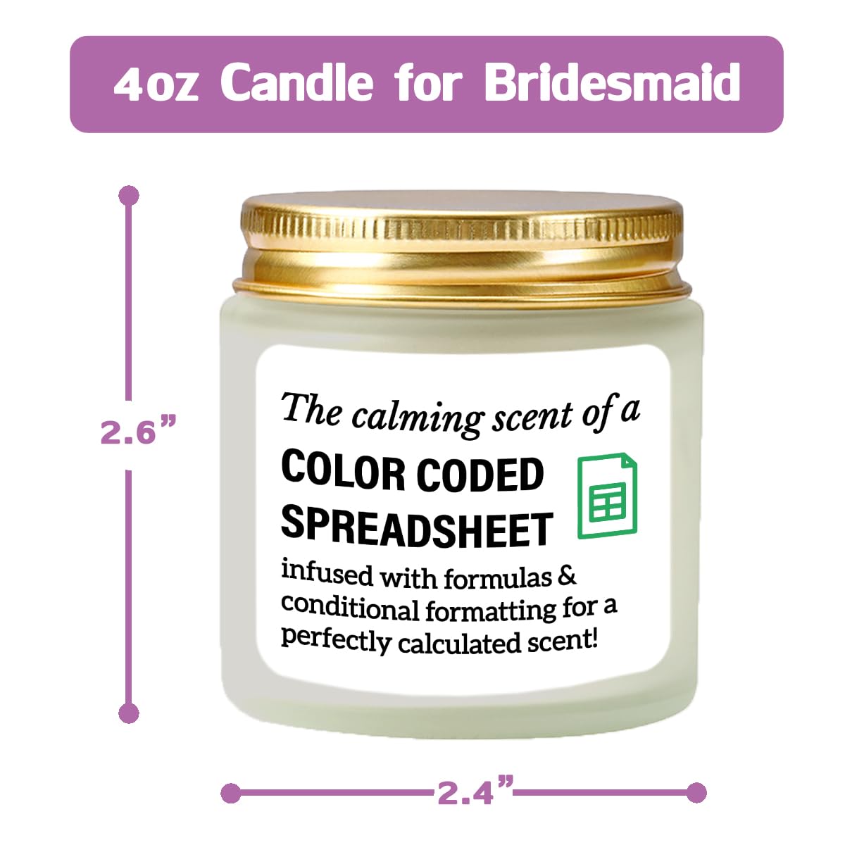 Accountant Gifts for Women Men Candle - Funny Spreadsheet Gifts for Accountants CPA Boss The Calming Scent of A Color Coded Spreadsheet Soy Candle 4oz