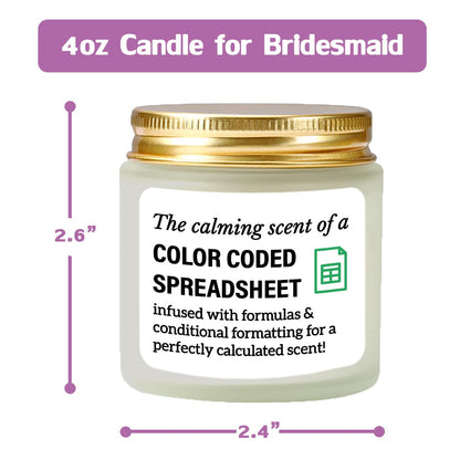 Accountant Gifts for Women Men Candle - Funny Spreadsheet Gifts for Accountants CPA Boss The Calming Scent of A Color Coded Spreadsheet Soy Candle 4oz