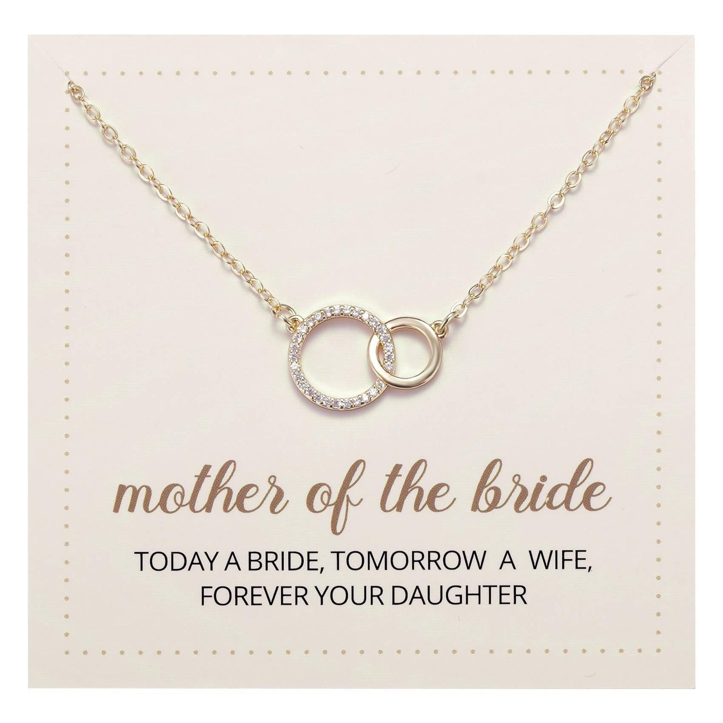 Kvekstio Wedding Day Mother of the Bride/Groom Gift, Minimalist Interlocking Circles Pendant Necklace Jewelry Gift for Mother