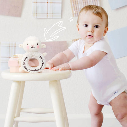 Karenhi Stuffed Animal Little Stuffed Animal Praying Baptism Soft Plush Snuggle God's Toy with Embroidered Religious Gift for Boys Girl Baby Showers Mom's Nursery Decor Doll Toy(Lamb,White)