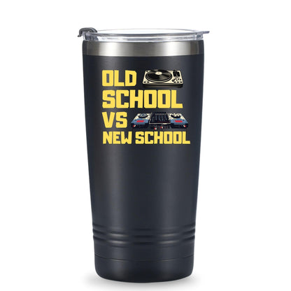 Onebttl DJ Gifts for Men, Women, Disc Jockey Gifts, DJ Tumbler, Old School New School, Gifts for Disco Lovers, Bar Lovers, Stainless Steel Tumbler 20OZ - Black, Manual