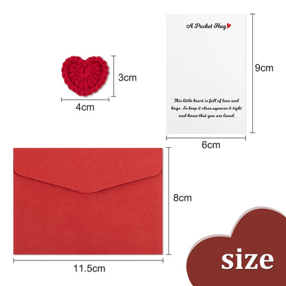 Little Pocket Heart Hug Cards 6 Pack Keepsake Long Social Distancing Thinking of You Encouragement Sentimental Inspirational Positivity Handmade Crochet Love for Vacation Festival All Occasion