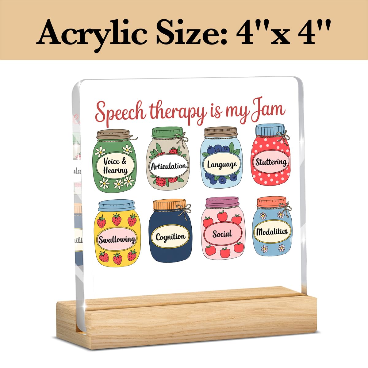 Speech Pathologist Gifts, Thank You Language Therapist Gifts, Speech Therapy Decor, Acrylic Sign with Wooden Stands for Bedroom Desktop Decoration Therapy Room Office Desk Decor - Bottle