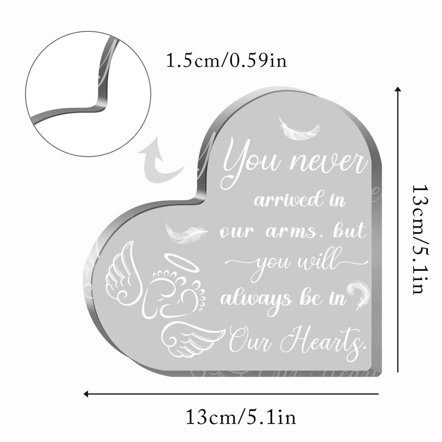 Miscarriage Gifts for Mothers, Acrylic Heart Paperweight Keepsake, Infant Loss Sympathy Gift, Loss of Baby Memorial, Remembrance Sympathy Gifts