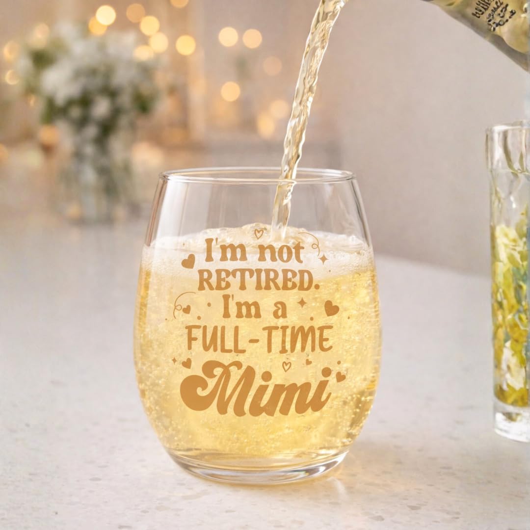 Mimi Mothers Day Gifts, Mothers Day Gift for Mimi, Funny Mimis Gifts, Wine Glass 12oz Gift for Grandma, Nana or First-Time Grandmas on Christmas Thanksgiving Birthday Retirement
