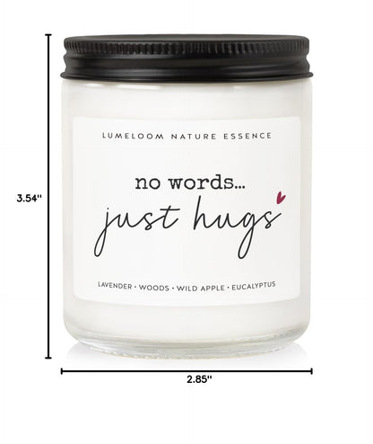 LUMELOOM Sympathy Gifts for Loss of Loved One, Memorial Gifts - 9oz Lavender Scented Soy Wax Candle - No Words Just Hugs, Bereavement, Grief, Think of You, Miscarriage, Get Well Candle for Women