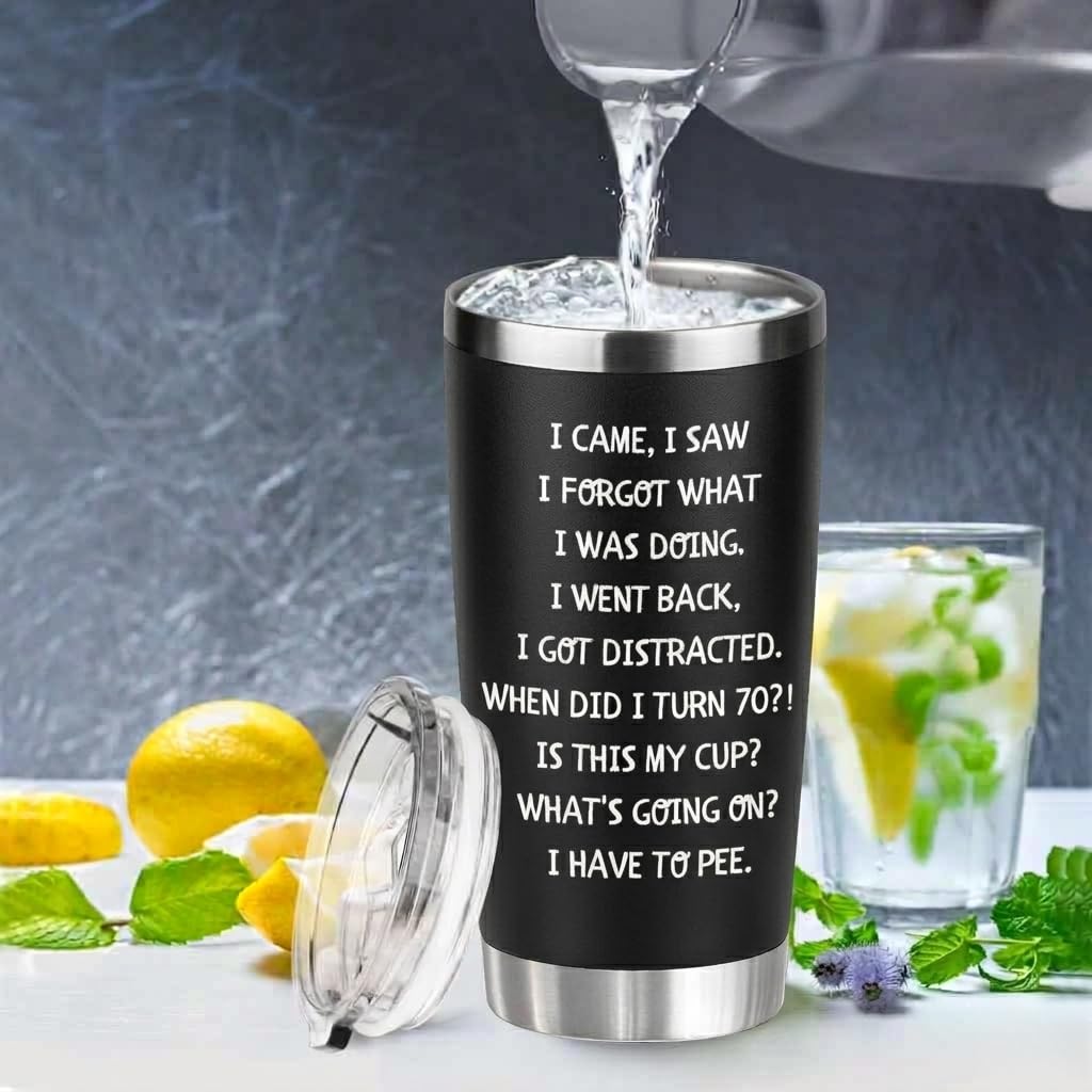 70th Birthday Gifts For Men Women-20 OZ Stainless Steel Tumbler-70th Birthday Decorations for Him Her