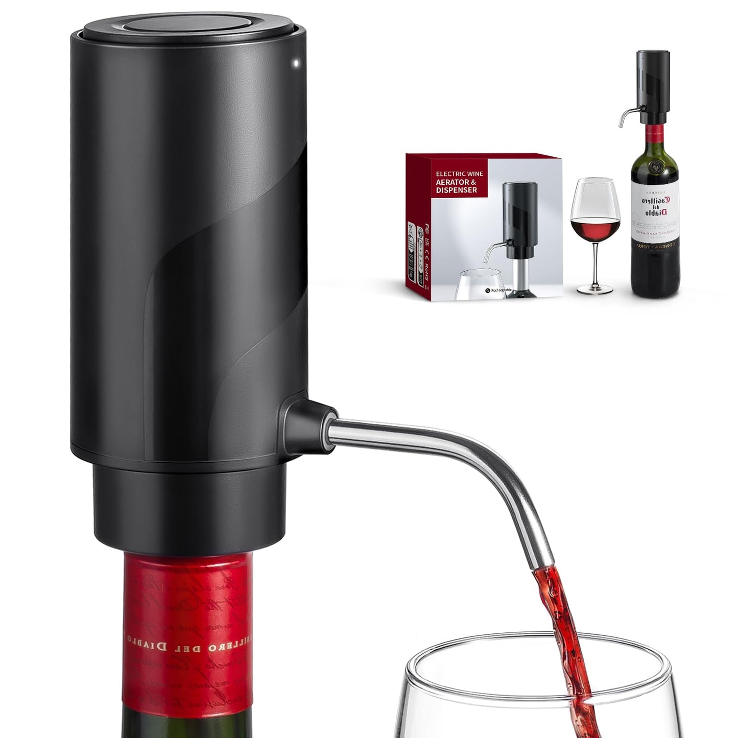 Electric Wine Decanter Aerator Dispenser: Automatic Whisky Bottle Dispenser - One Button Smart Drink Decanter with USB Rechargeable - Wine Air Aerator Pourer Spout for Lovers