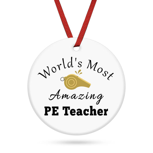 Physical Education Teacher Gift Ceramic Ornament Appreciation Gifts for PE Christmas Ornament Teacher Gifts from Student Retirement Present for Teachers Thank You Gift PE Teachers Birthday Present