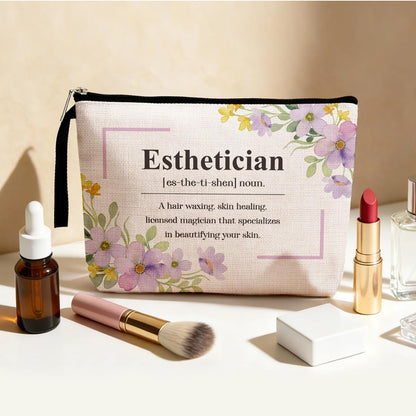 Funny Esthetician Definition Makeup Bag Appreciation Gifts Cosmetic Bag for Women Beautician Salon Stylist Coworker Zipper Pouch Bag Travel Bag for Retirement Birthday Christmas Thanksgiving