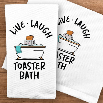 Toasted Tales Funny Dish Towel with Sayings Novelty Dishtowel for Kitchen - Super Absorbent Waffle Weave Hand Towel for Kitchen or Bathroom Housewarming Gift
