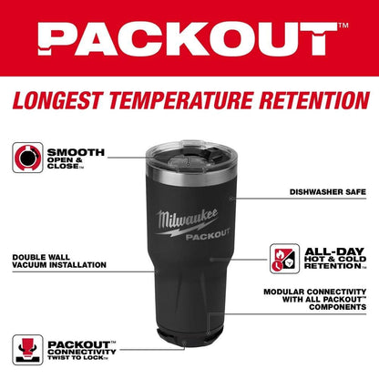 Milwaukee Packout Insulated Tumbler 890 Ml (Black) - 48-22-8393B
