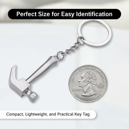 Hammer Keychain Tiny Construction Ornament for Engineers Car Key Stick Figure Tool Creative Metal Chain Pendant Unique Present for Men
