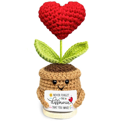 Tiny Detalles Mini Heart Flowers Crochet, Mothers Day for Mom from Daughter, Son, Heart Gifts for Women, Unique Appreciation Gifts for Teachers, Mentors, Coworkers, Nurses, Bosses