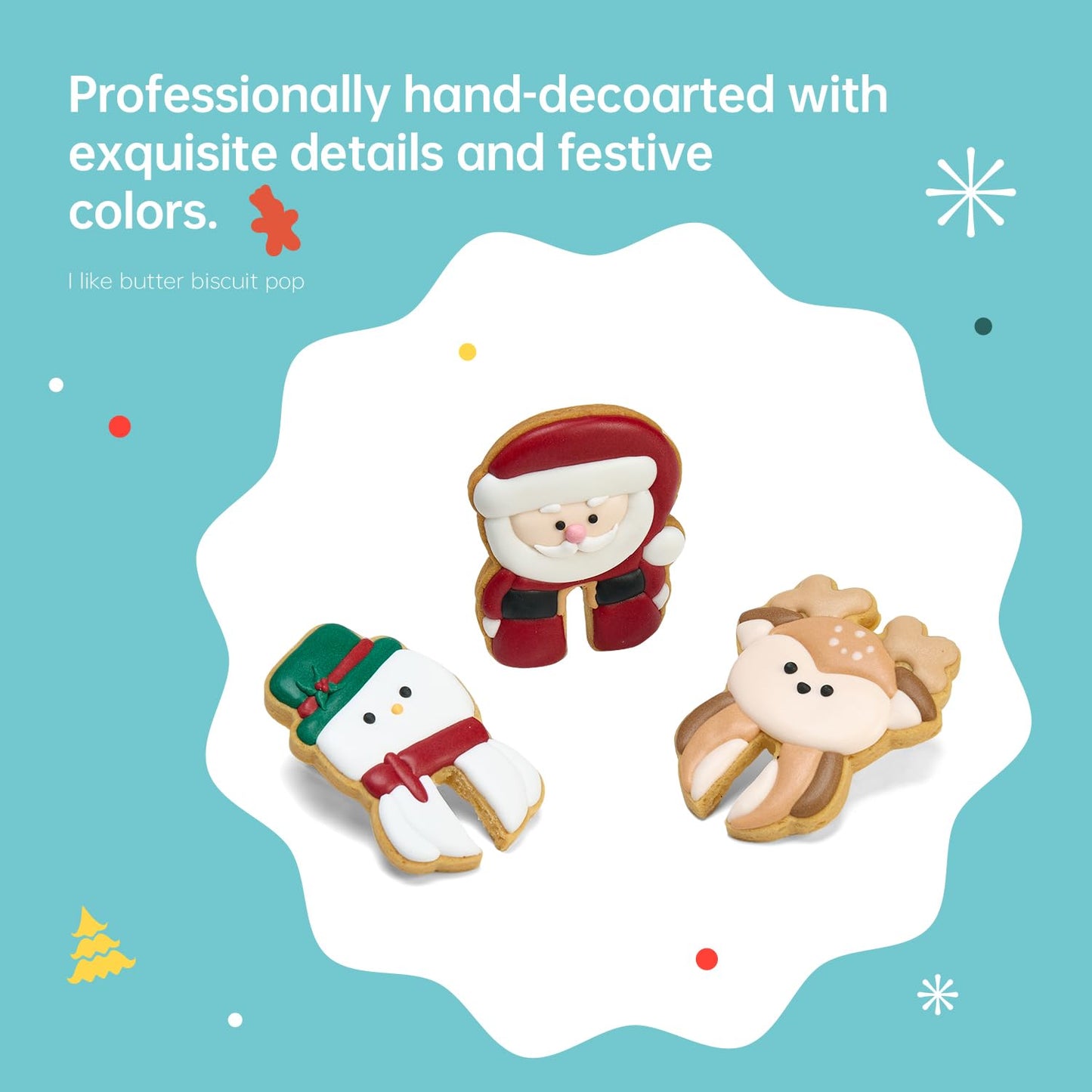 Harry's Kitchen Christmas Cookie Gift Set - Decorated Holiday Cookies with Santa, Snowman & Reindeer, Classic Festive Assortment for Gifting