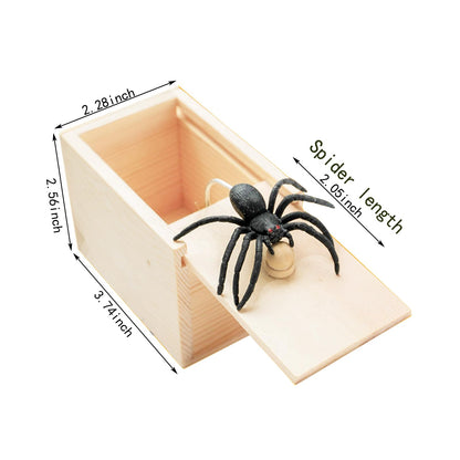 Winbar Rubber Spider Trick Box, Handmade Wooden Surprise Box with Hidden Spider, Trick Toys & Prank Stuff for Adults and Children