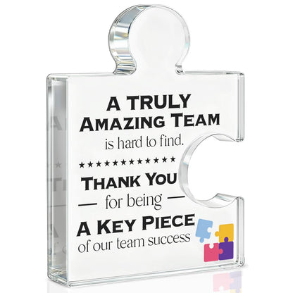Team Thank You Appreciation Gifts for Coworkers Colleagues Employees, Teamwork Gift Best Teams Ever Gifts a Truly Amazing Team Is Hard to Find Acrylic Puzzle Piece Plaque Office Decor
