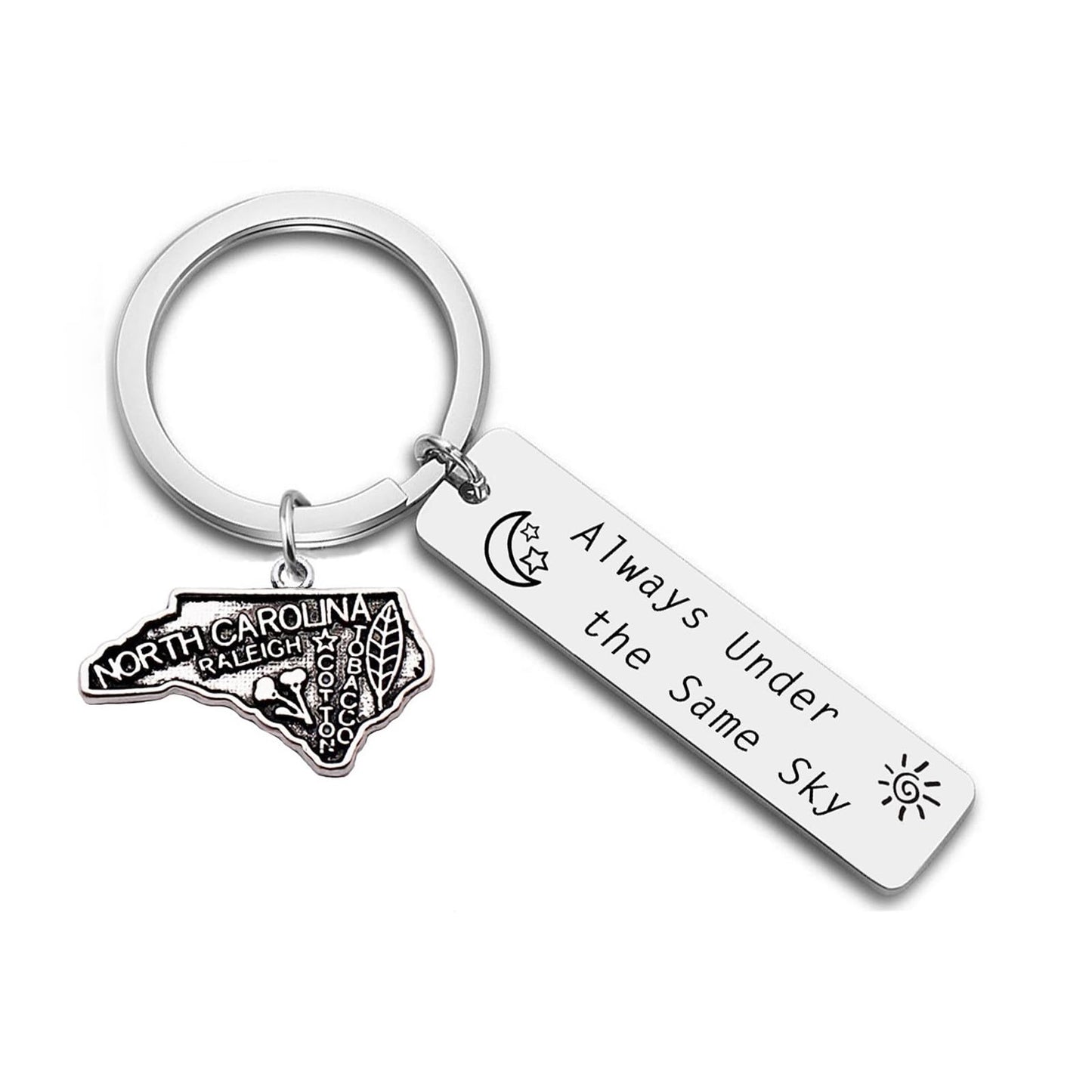 JJTZX Always Under the Same Sky US State Keychain Long Distance Map Keychain Graduation Gift between Best Friends