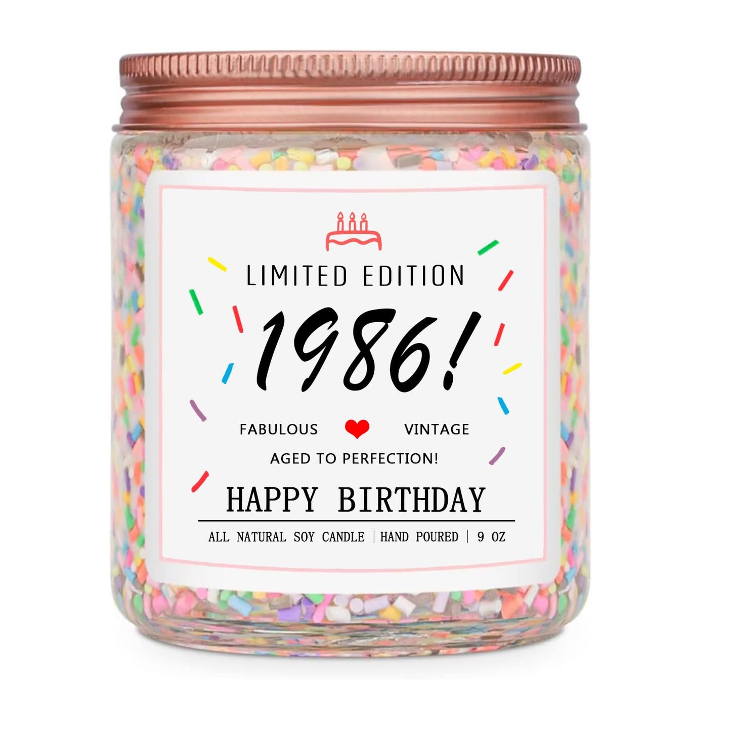 Homsolver 40th Birthday Gifts for Women Ideas, Decorations Gifts for 40 Year Old Woman, 40th Birthday Candles - Limited Edition 1986 Handmade (Vanilla Birthday Cake Scent with Sprinkles)