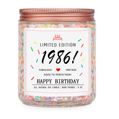 Homsolver 40th Birthday Gifts for Women Ideas, Decorations Gifts for 40 Year Old Woman, 40th Birthday Candles - Limited Edition 1986 Handmade (Vanilla Birthday Cake Scent with Sprinkles)